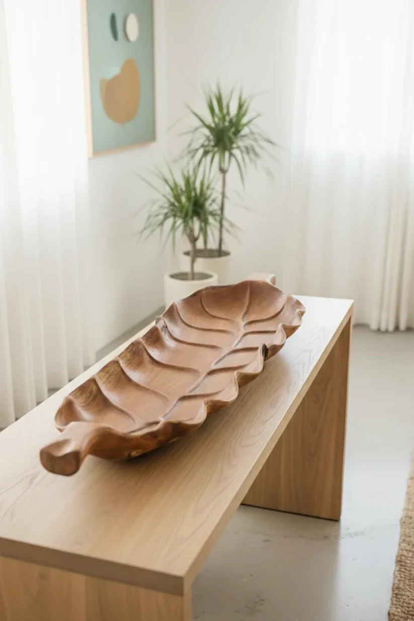 Carved Leaf Serving Bowl
